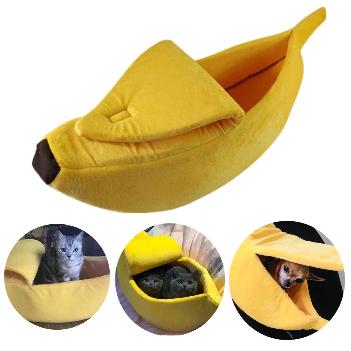 Cama em formato de banana para pets - O Chico Tem