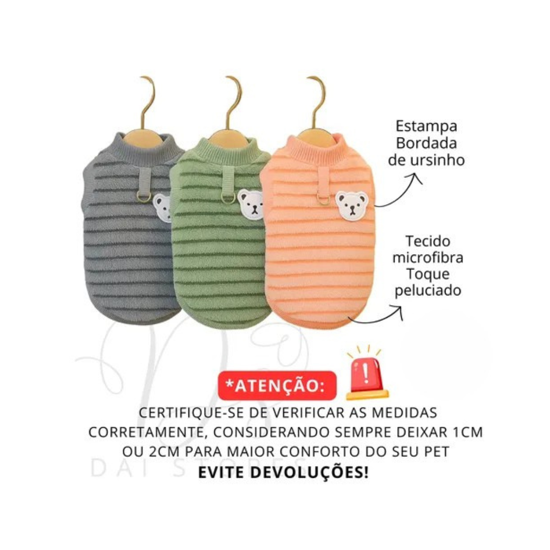 Pijama Pet de Microfibra com Bordado de Ursinho – O Chico Tem
