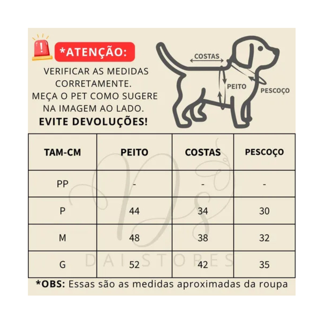 Pijama Pet de Microfibra com Bordado de Ursinho – O Chico Tem