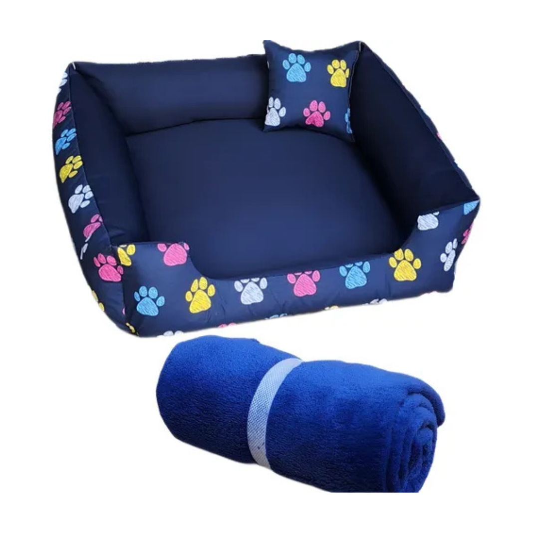 Caminha Pet com Manta e Travesseiro 60x60cm para Cães e Gatos – O Chico Tem
