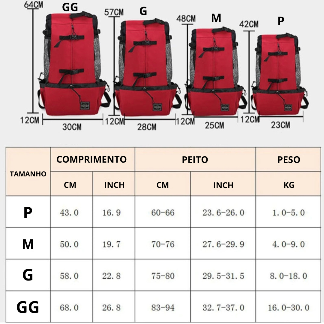 Mochila de Transporte para Cães - Nylon Forte e Respirável