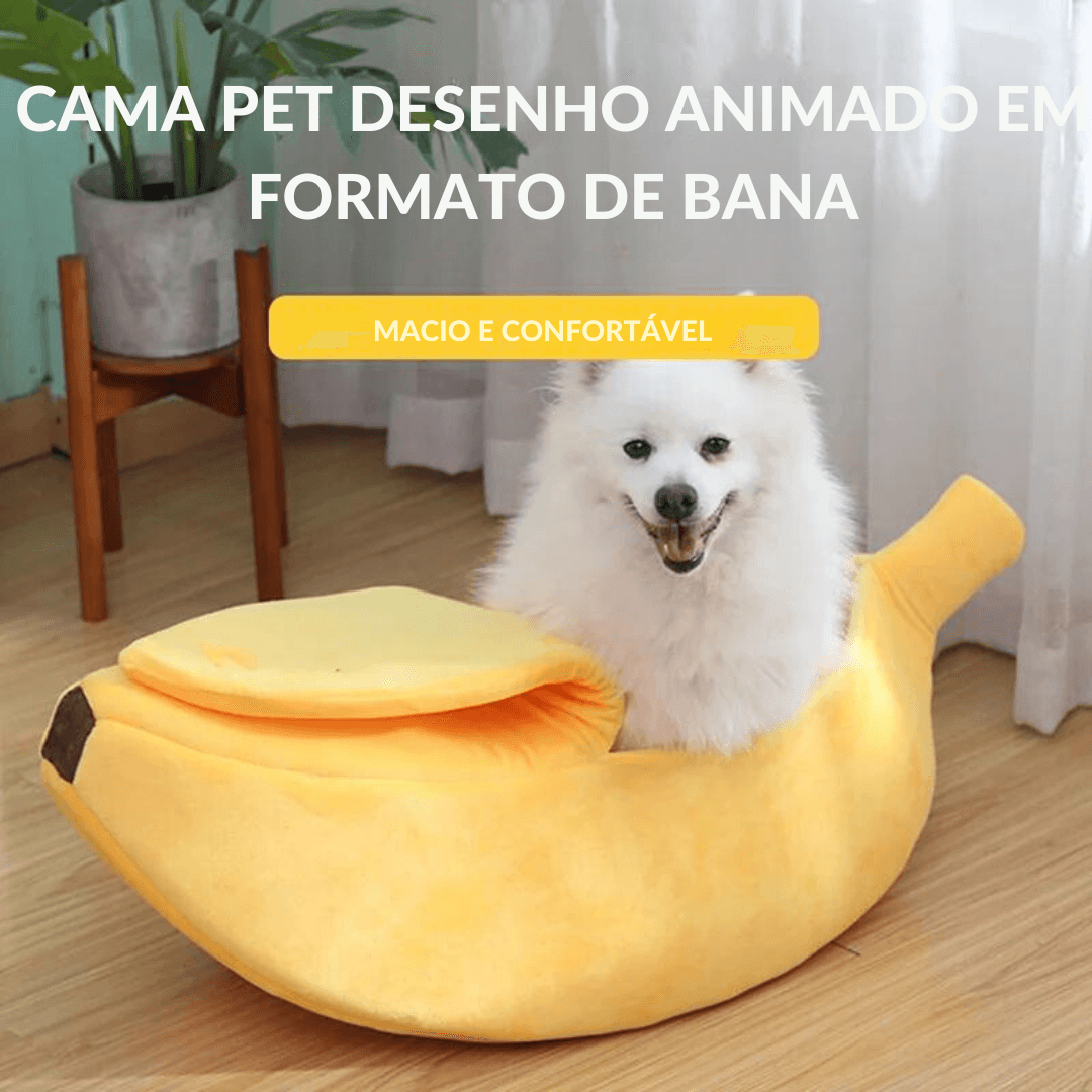 Cama em formato de banana para pets - O Chico Tem