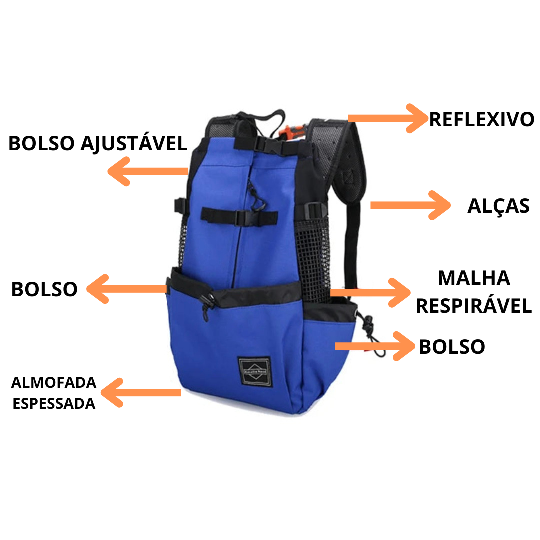 Mochila de Transporte para Cães - Nylon Forte e Respirável