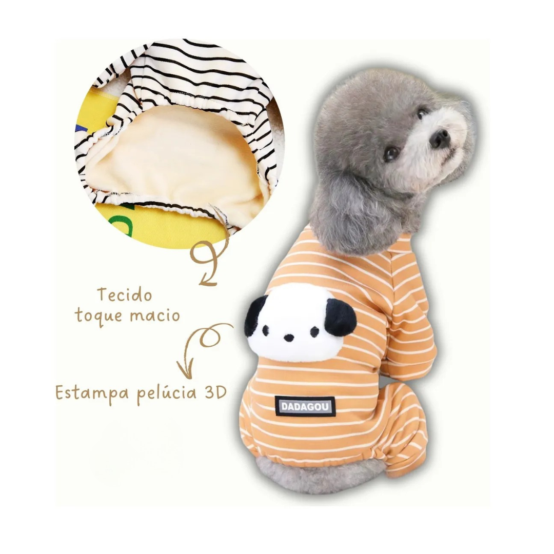 Pijama Pet Inverno Soft com Estampa 3D – O Chico Tem