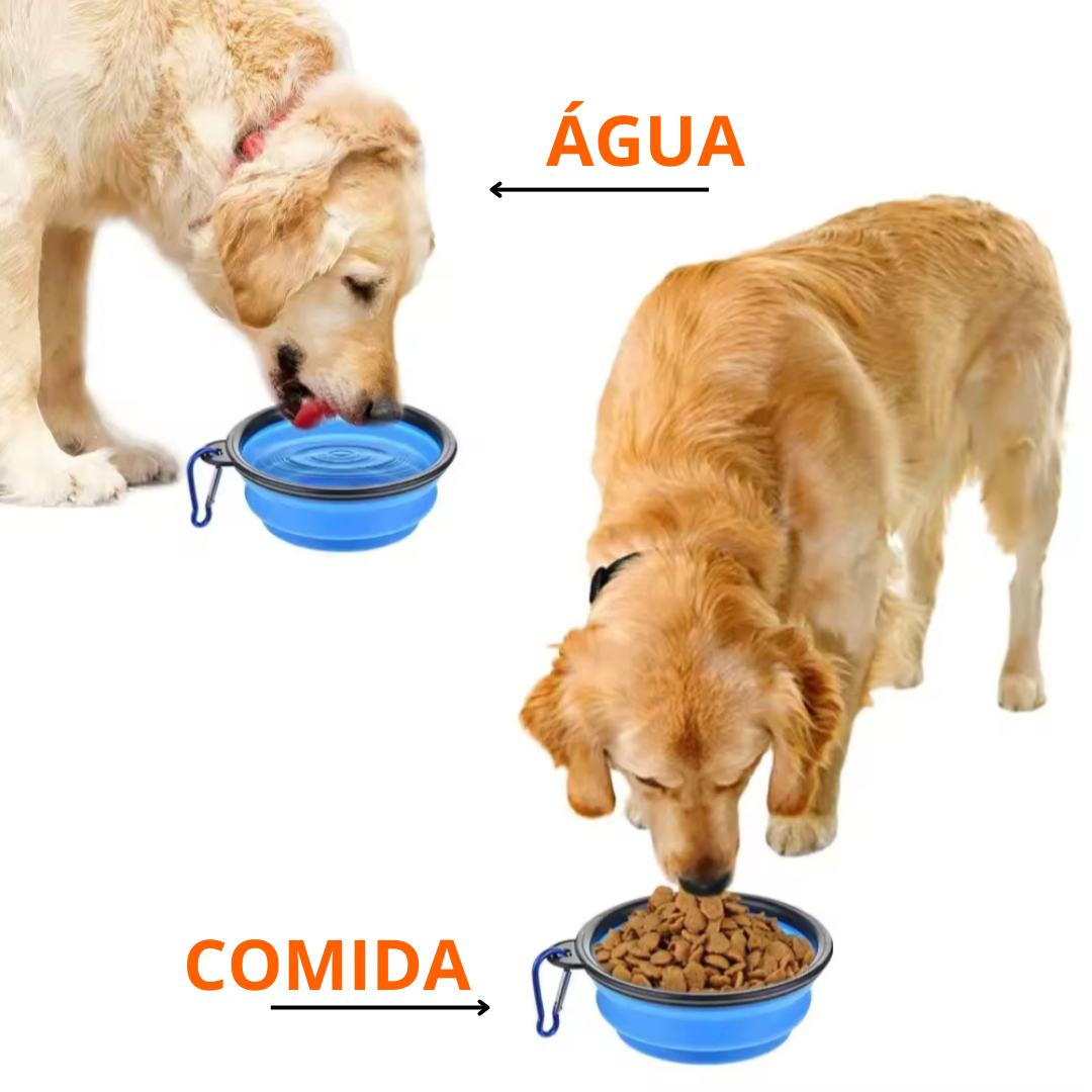 Tigela Dobrável de Silicone com Mosquetão para Pets 1000ml