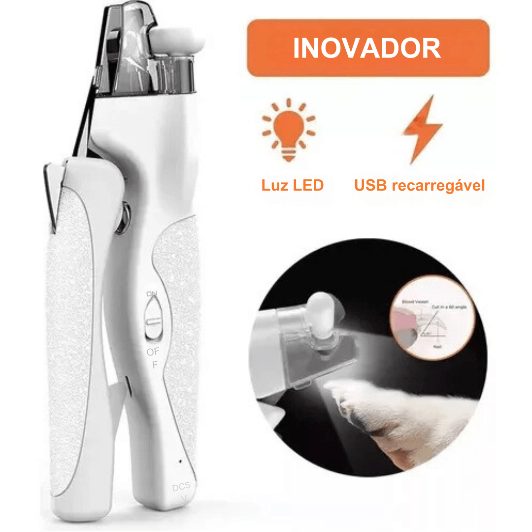 Cortador de Unhas Eletrico 2 em 1 com Luz LED para PETS - O Chico Tem
