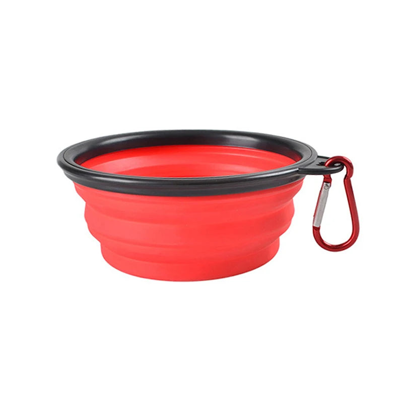 Portable Silicone Food Container com mosquetão para Pet, alimentador dobrável para cão, viagens ao ar livre, alimentador de cachorro, 1000ml