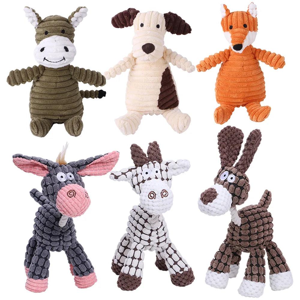 Brinquedos de pelúcia formato de animais para pets - O Chico Tem.
