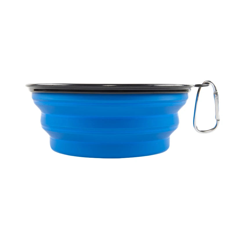Portable Silicone Food Container com mosquetão para Pet, alimentador dobrável para cão, viagens ao ar livre, alimentador de cachorro, 1000ml