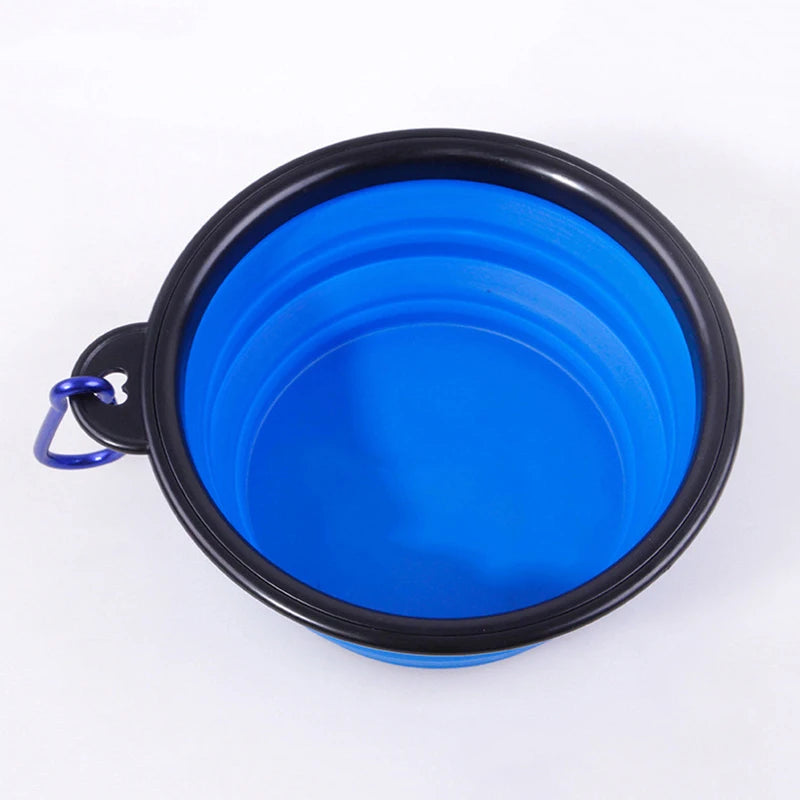 Portable Silicone Food Container com mosquetão para Pet, alimentador dobrável para cão, viagens ao ar livre, alimentador de cachorro, 1000ml