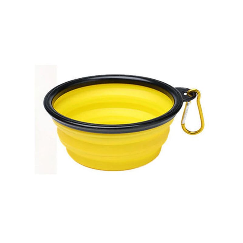 Portable Silicone Food Container com mosquetão para Pet, alimentador dobrável para cão, viagens ao ar livre, alimentador de cachorro, 1000ml