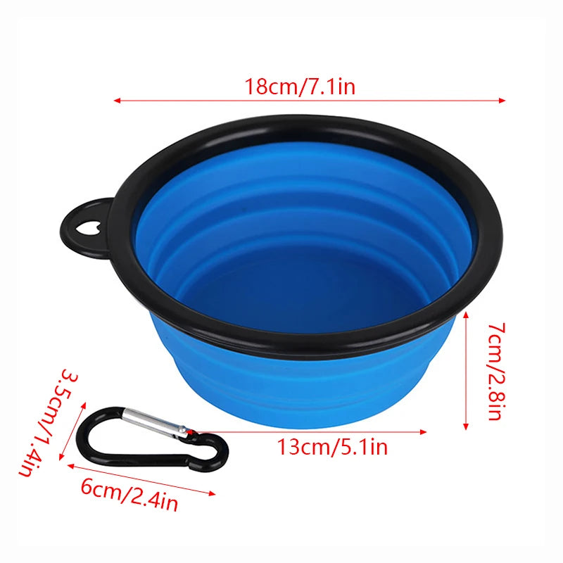 Portable Silicone Food Container com mosquetão para Pet, alimentador dobrável para cão, viagens ao ar livre, alimentador de cachorro, 1000ml