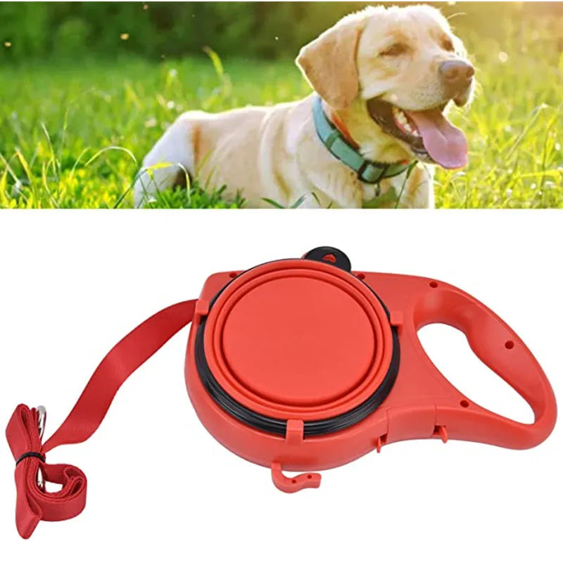 Coleira multifuncional para cães de estimação, com garrafa de água embutida, dispensador de saco de resíduos para caminhada ao ar livre, corda de tração, acessórios para animais de estimação