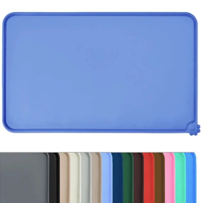 Impermeável antiderrapante Silicone Pet Food Mat, gato e cão alimentação Bowl Floors, Non-Stick Pad, High Lipped