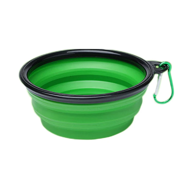 Portable Silicone Food Container com mosquetão para Pet, alimentador dobrável para cão, viagens ao ar livre, alimentador de cachorro, 1000ml