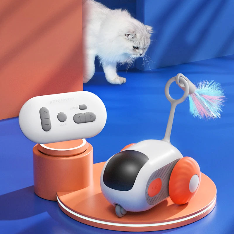 Carro esportivo inteligente com controle remoto, brinquedos elétricos para gatos, entretenimento divertido, ratos para animais de estimação, penas interativas, palitos para gatos, brinquedo para gatinhos