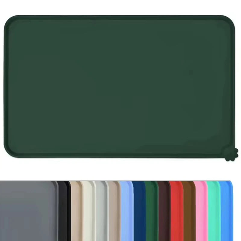 Impermeável antiderrapante Silicone Pet Food Mat, gato e cão alimentação Bowl Floors, Non-Stick Pad, High Lipped