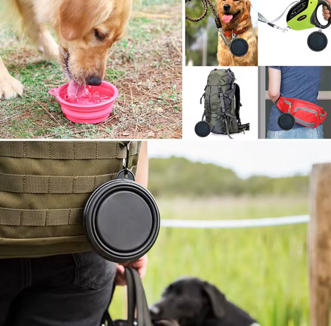 Tigela Dobrável de Silicone com Mosquetão para Pets 1000ml