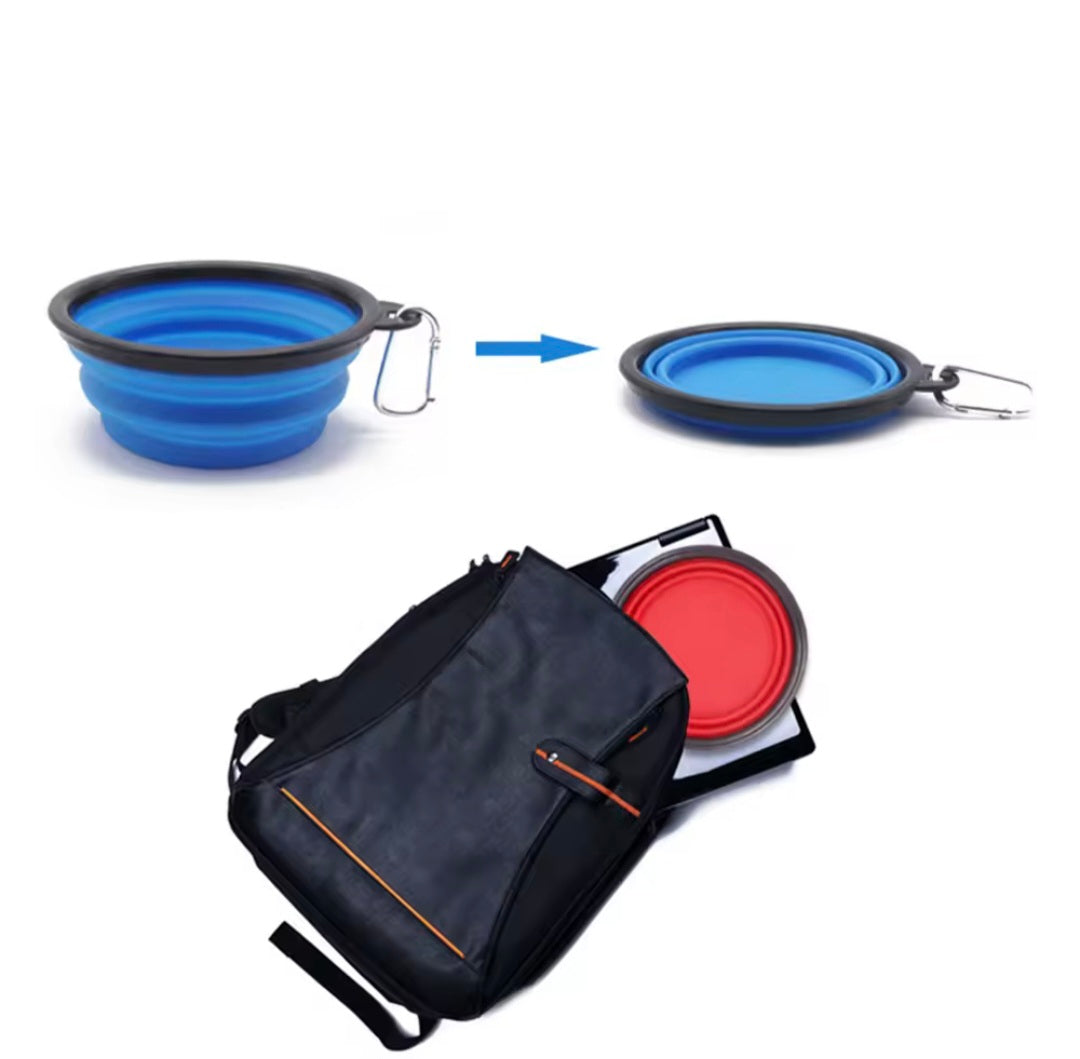 Tigela Dobrável de Silicone com Mosquetão para Pets 1000ml