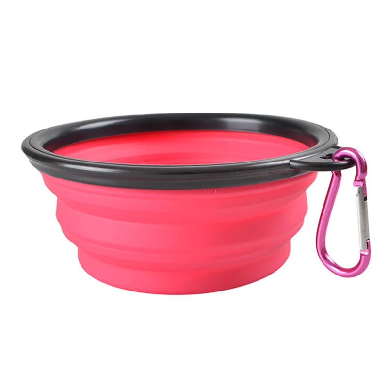 Portable Silicone Food Container com mosquetão para Pet, alimentador dobrável para cão, viagens ao ar livre, alimentador de cachorro, 1000ml