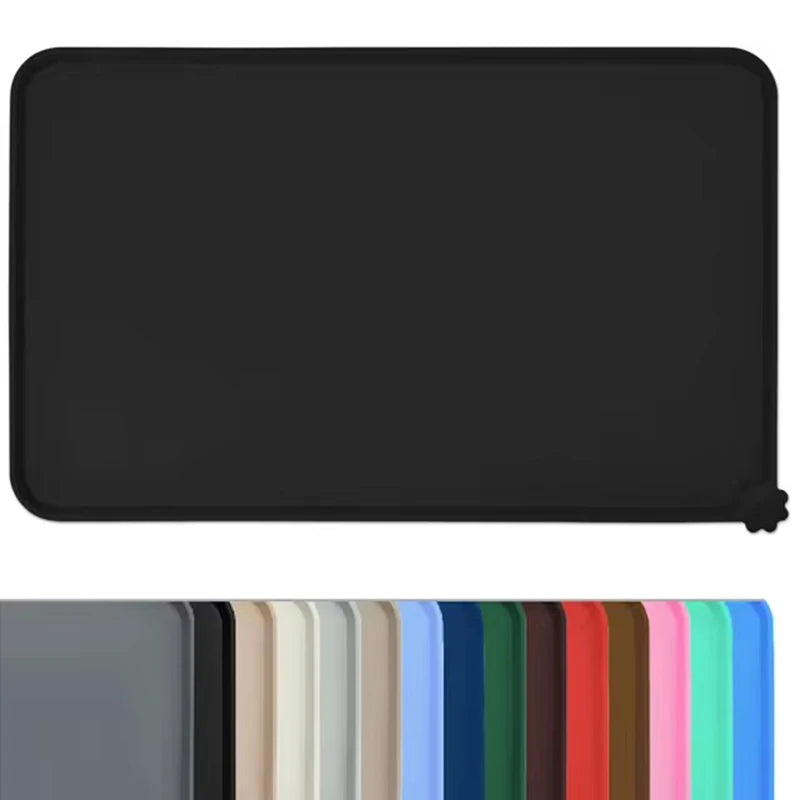 Impermeável antiderrapante Silicone Pet Food Mat, gato e cão alimentação Bowl Floors, Non-Stick Pad, High Lipped