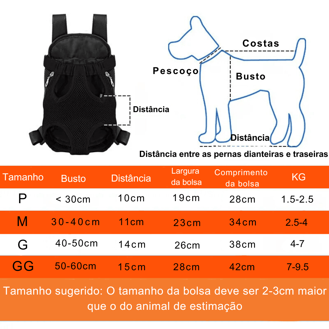 Mochila Canguru de Transporte para PETS - O Chico Tem