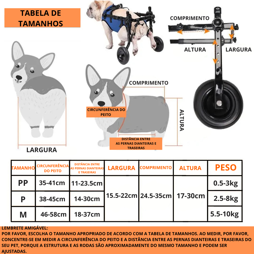 Carrinho de Reabilitação para Cães - Mobilidade e Conforto