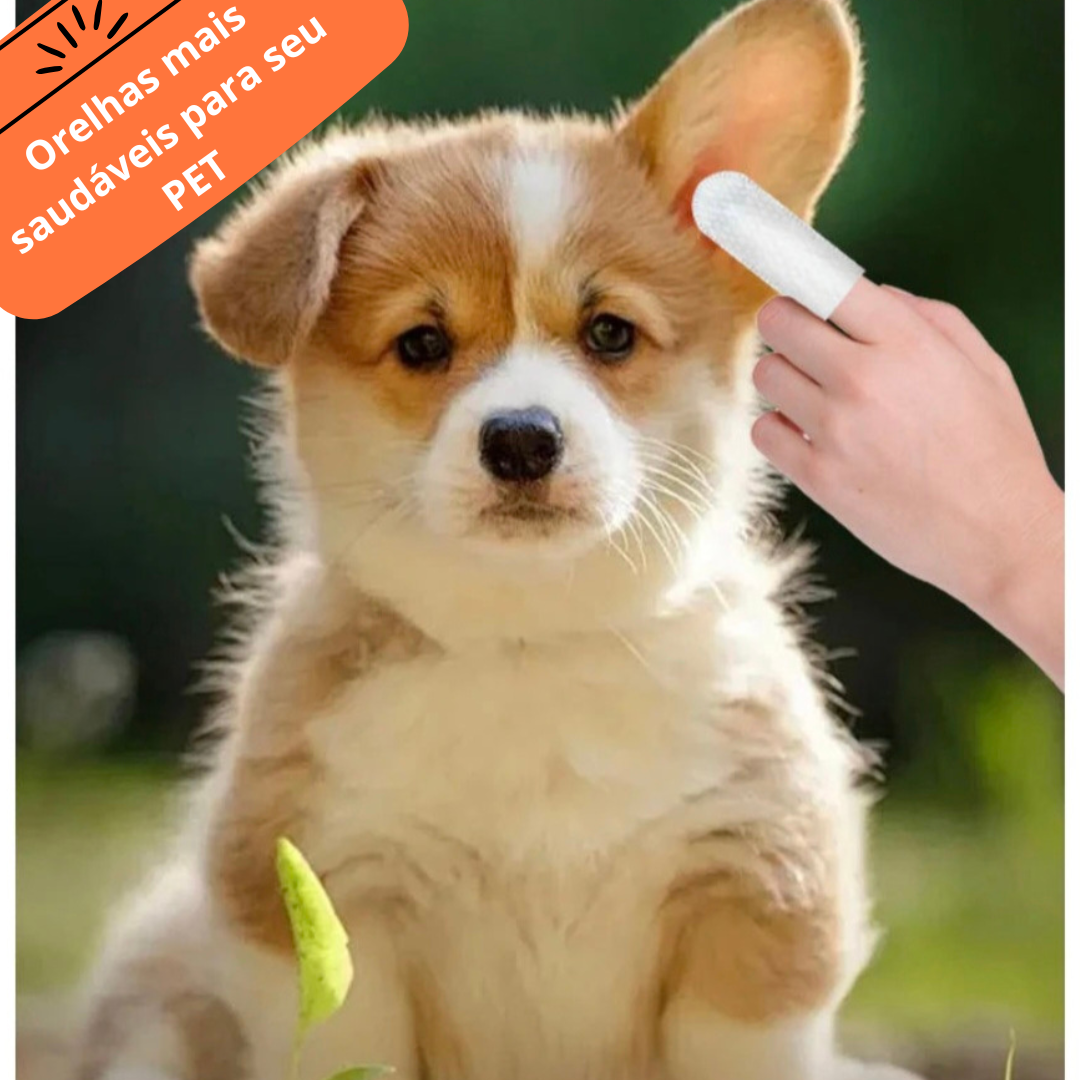 Toalhetes Descartáveis para Limpeza de Orelhas de Pet Clean - O Chico Tem