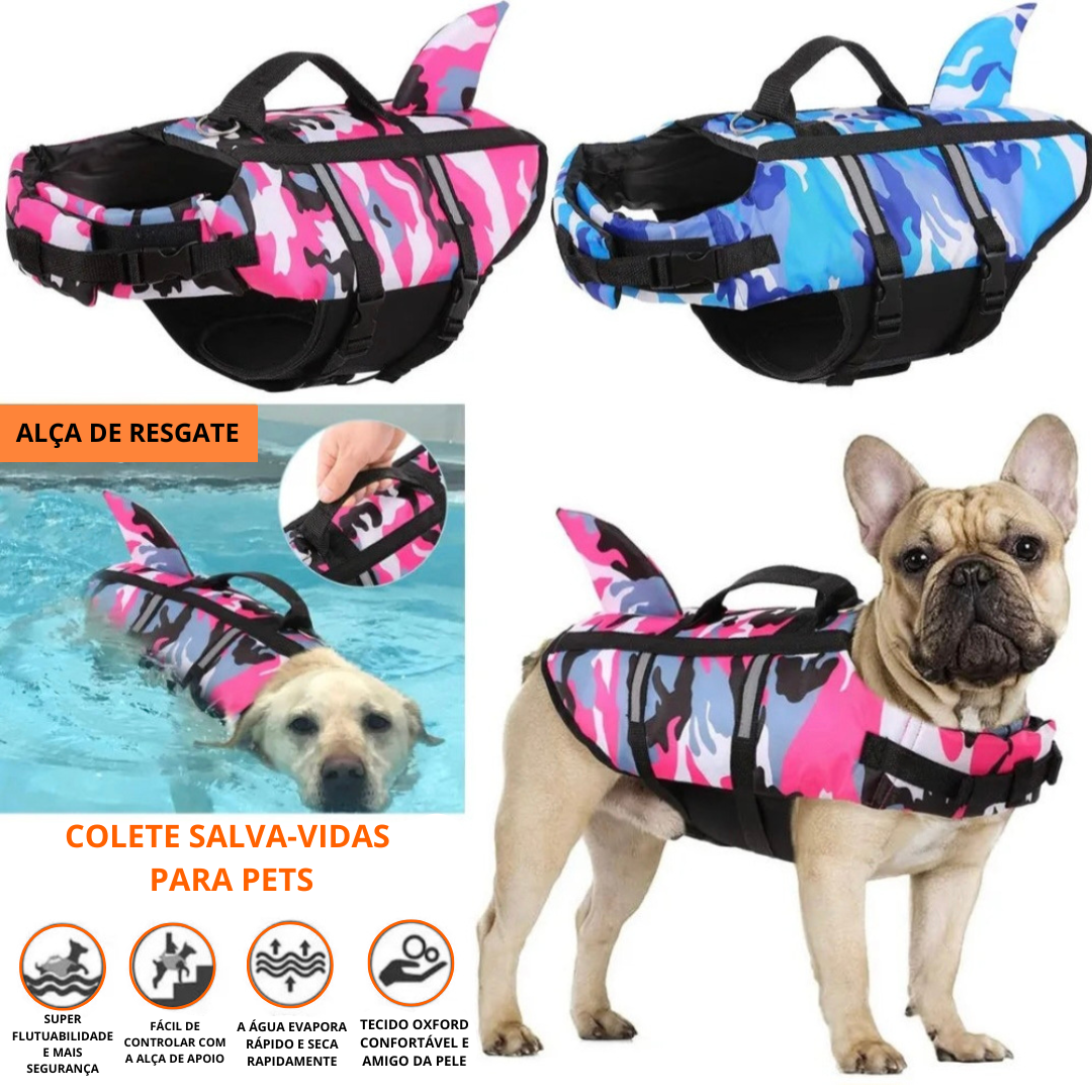 Colete Salva-Vidas tubarão para PETS - O Chico Tem