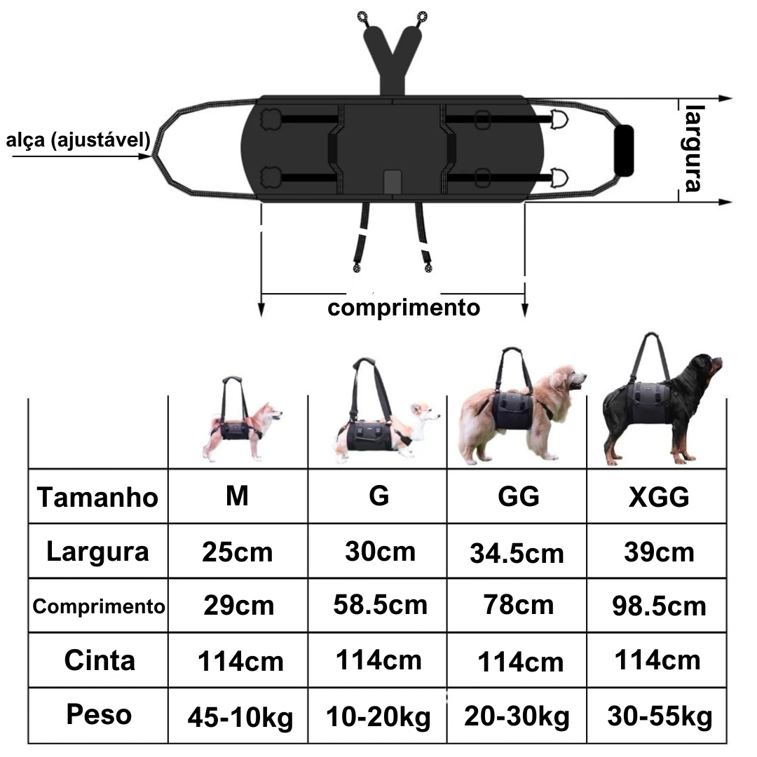 Suporte para Cães grande porte- Mobilidade e Conforto - O Chico Tem
