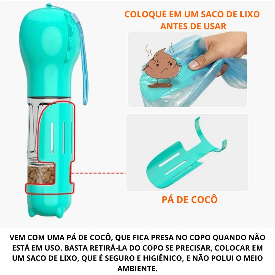 Dispensador de Água 3 em 1 para Pets - Portátil e Multifuncional
