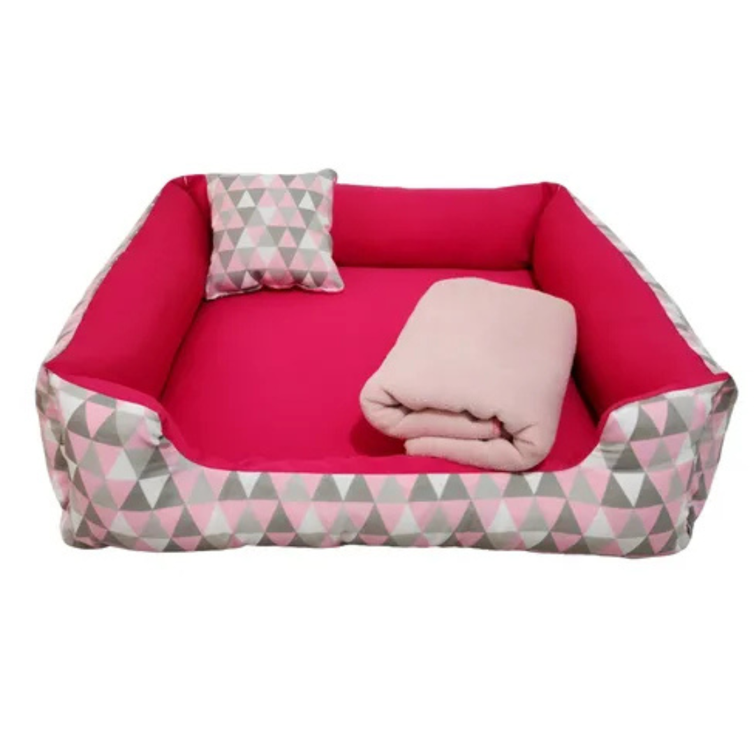 Caminha Pet com Manta e Travesseiro 60x60cm para Cães e Gatos – O Chico Tem