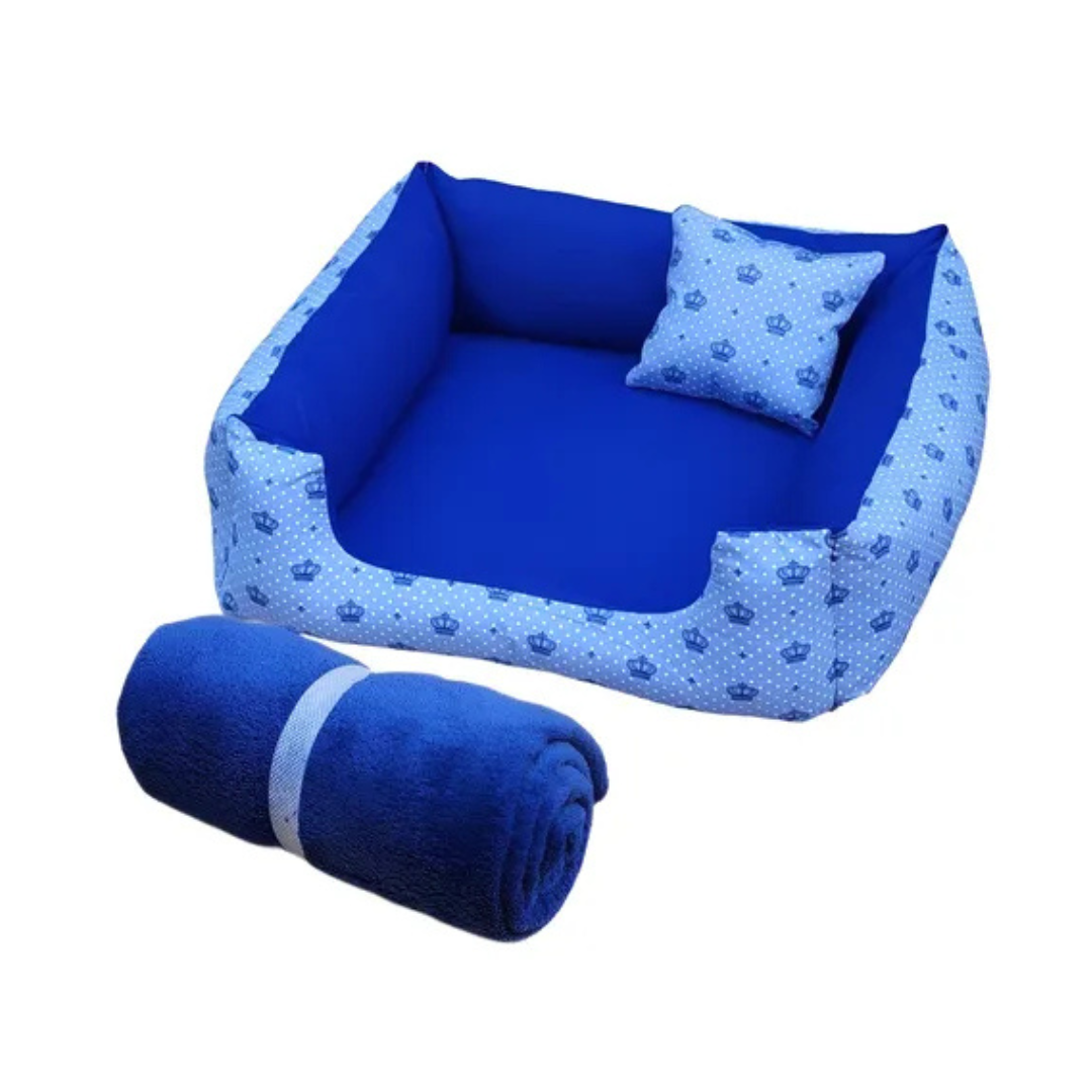 Caminha Pet com Manta e Travesseiro 60x60cm para Cães e Gatos – O Chico Tem