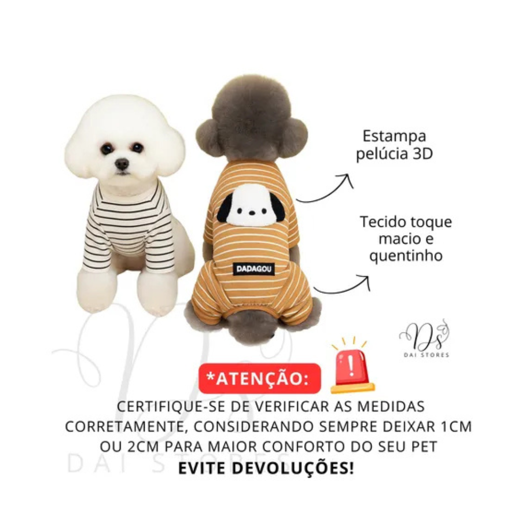 Pijama Pet Inverno Soft com Estampa 3D – O Chico Tem