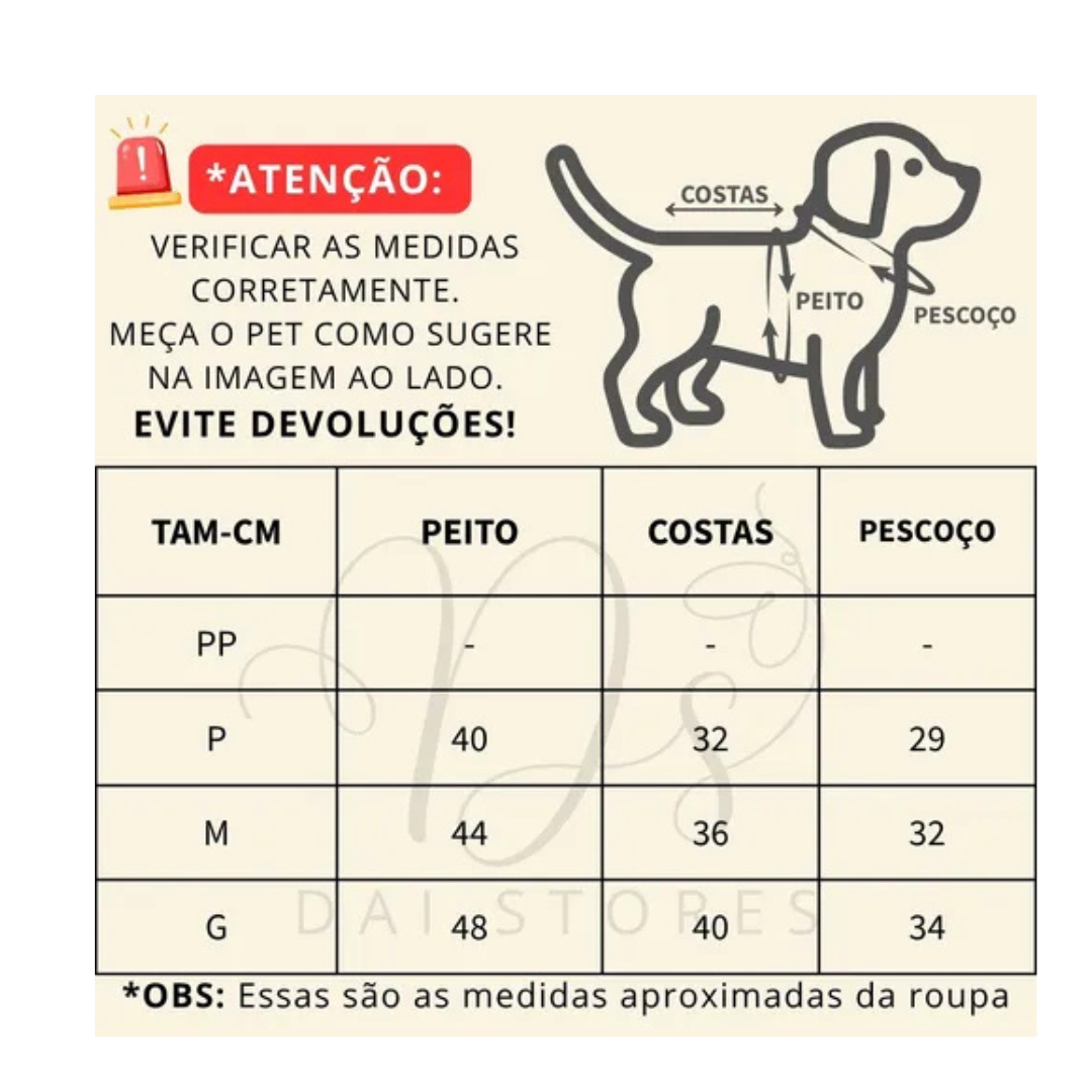 Pijama Pet Inverno Soft com Estampa 3D – O Chico Tem