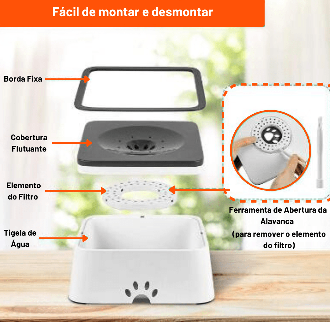 Bebedouro antirespingo para PETS - O Chico Tem