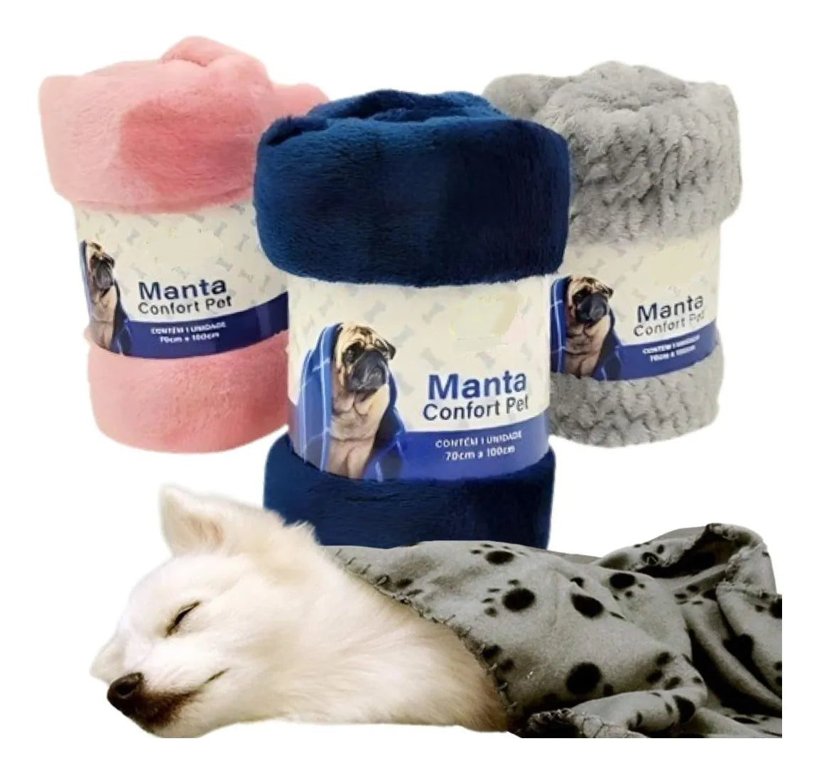 Kit 2 Mantas Soft Cobertor Para Cachorro e Gato CORES SORTIDAS - O Chico Tem