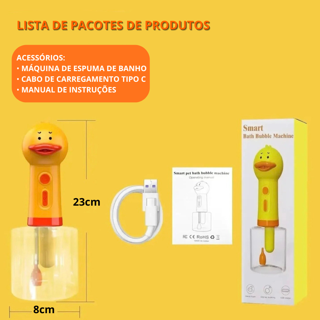Máquina de Espuma Elétrica para Pets - Pato Amarelo