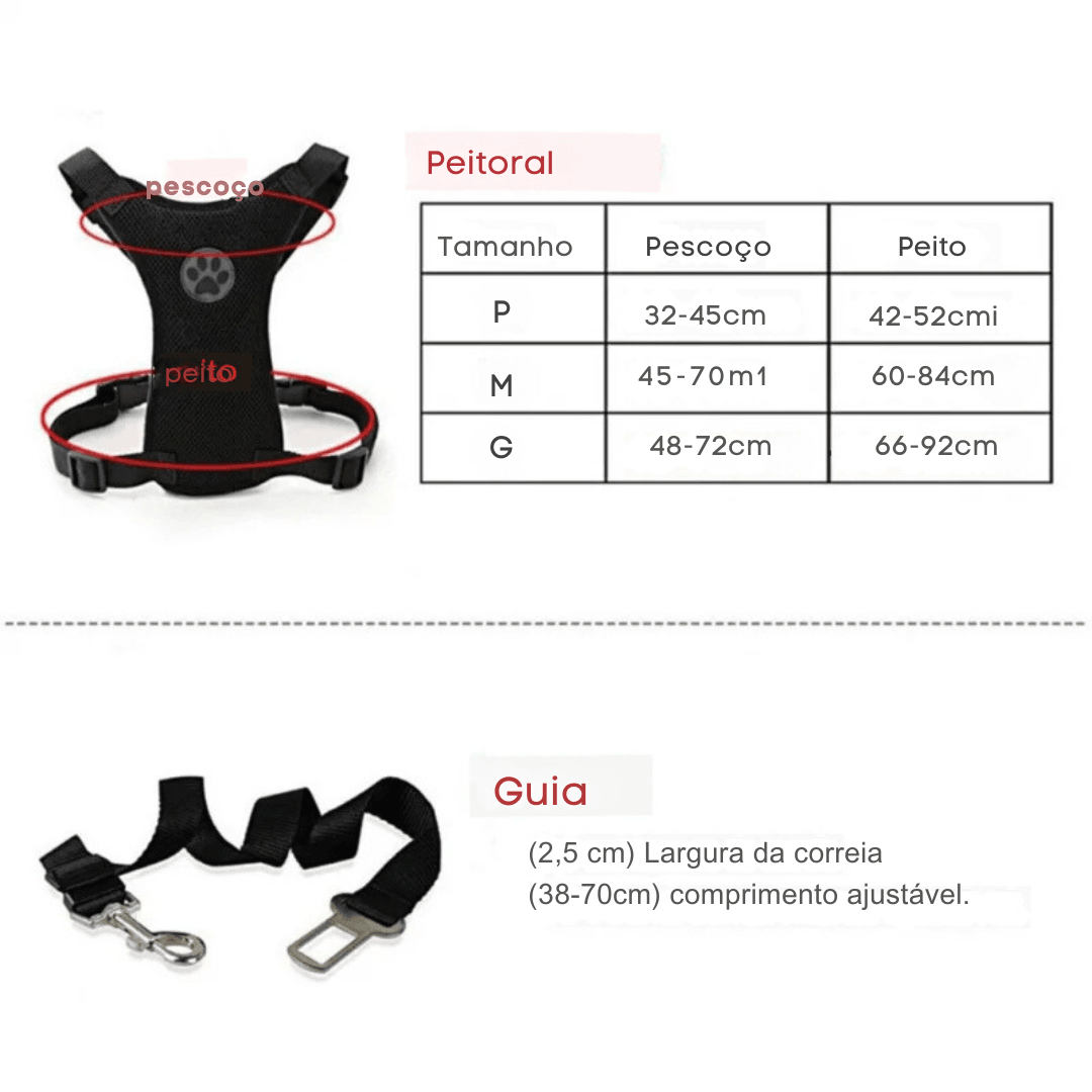 Peitoral e Guia para Transporte para Cães - O Chico Tem