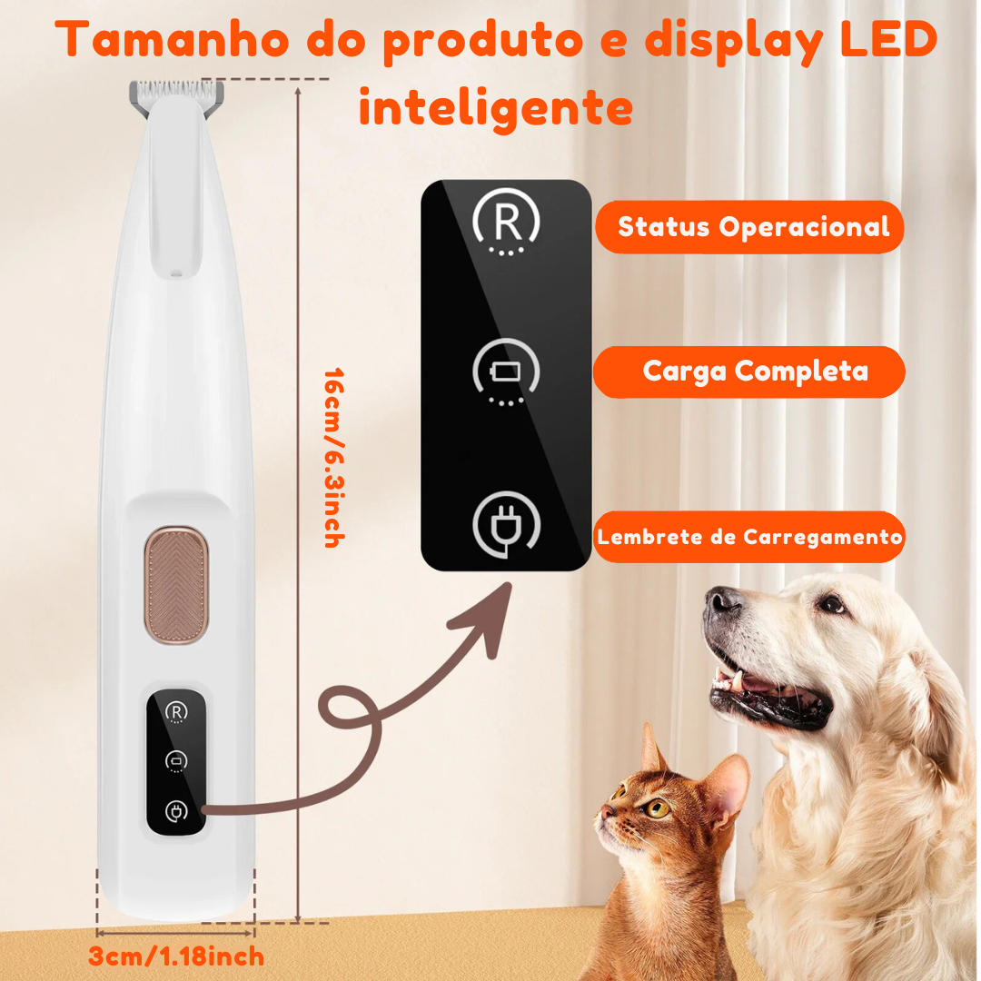 Aparador de Pelos PET Impermeável com LED - O Chico Tem