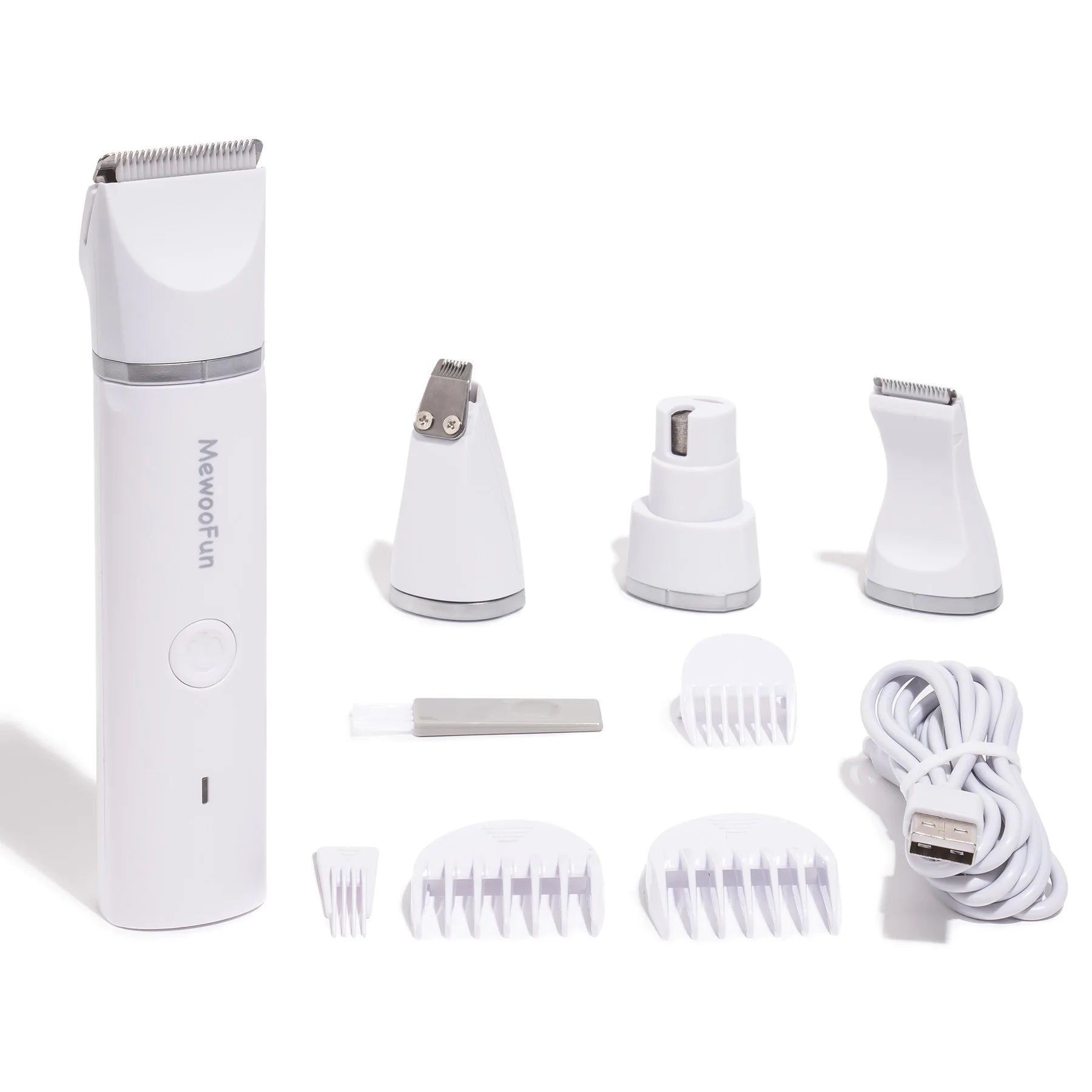 Mewoofun-Cortador de Cabelo Elétrico para Animais, 4 Lâminas, Aparador de Higiene, Moedor de Unhas, Recarregável Profissional, Corte de Cabelo para Cães e Gatos, 4 em 1