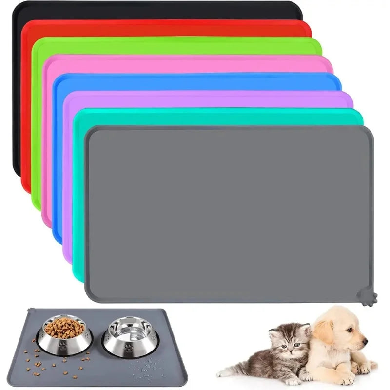 Impermeável antiderrapante Silicone Pet Food Mat, gato e cão alimentação Bowl Floors, Non-Stick Pad, High Lipped