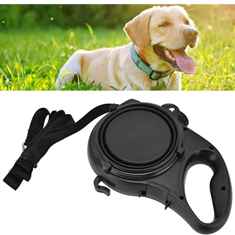 Coleira multifuncional para cães de estimação, com garrafa de água embutida, dispensador de saco de resíduos para caminhada ao ar livre, corda de tração, acessórios para animais de estimação