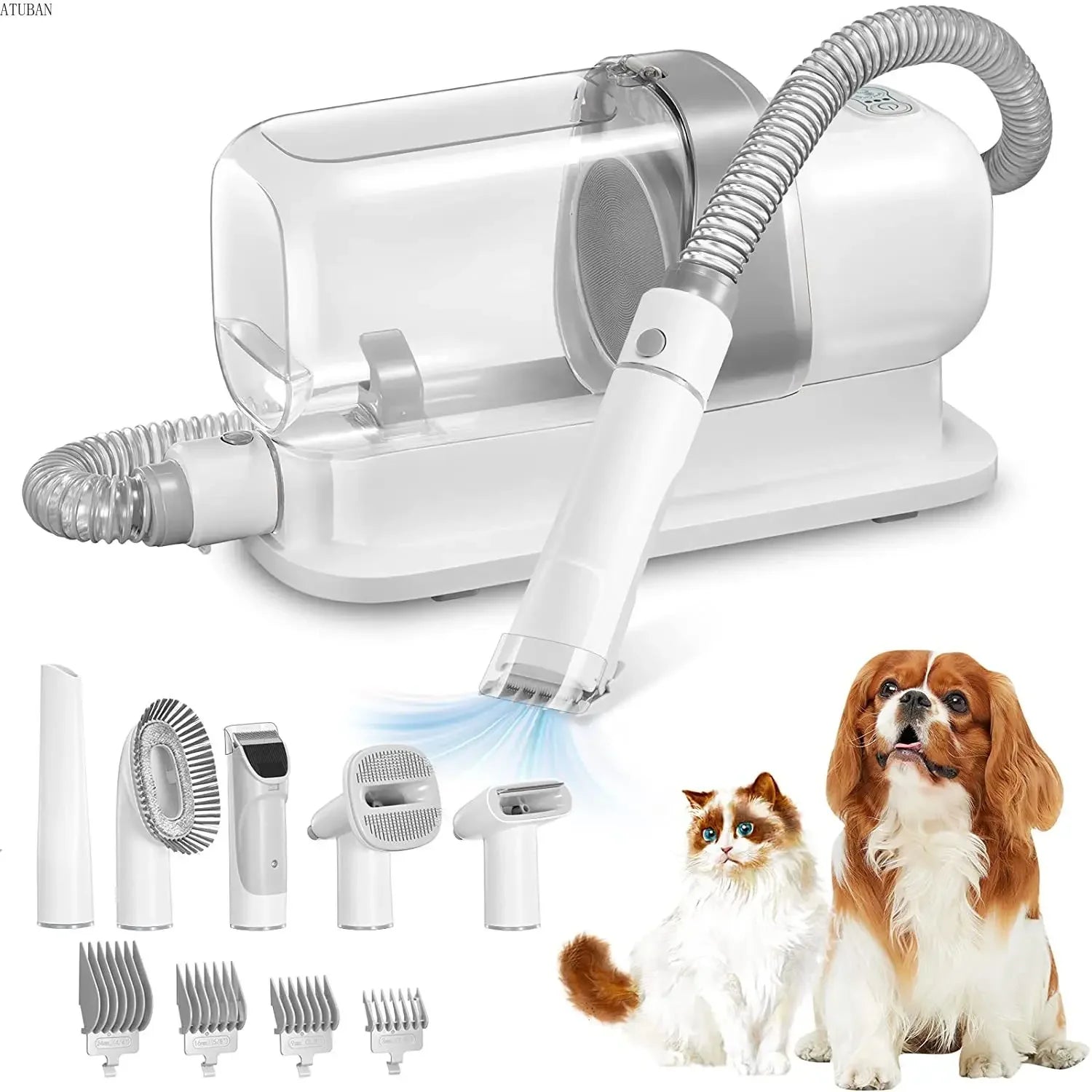 ATUBAN Pet Grooming Kit Vacuum, escova do cão, Pet Vacuum Cleaner Cabelo, Grande Capacidade, Poeira Cup, 2.3L Capacidade