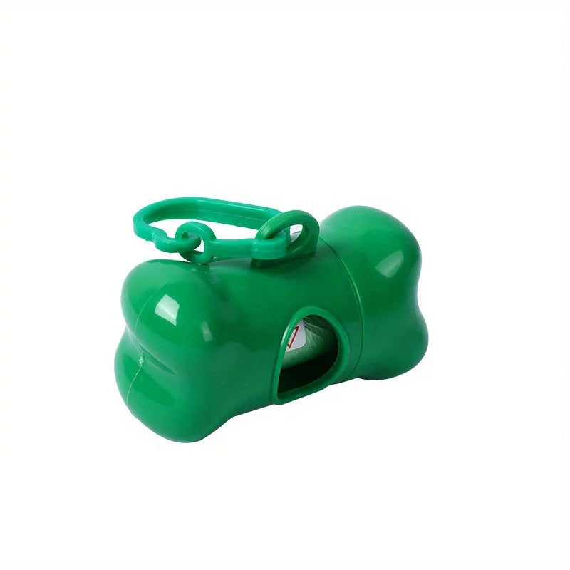 Coloridos em forma de osso cão Poop saco dispensadores, 1 sacos descartáveis, portátil Pet Waste Holder, Caminhadas ao ar livre e Formação