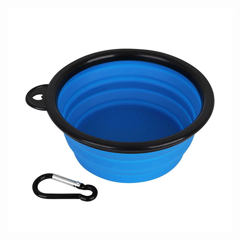 Portable Silicone Food Container com mosquetão para Pet, alimentador dobrável para cão, viagens ao ar livre, alimentador de cachorro, 1000ml