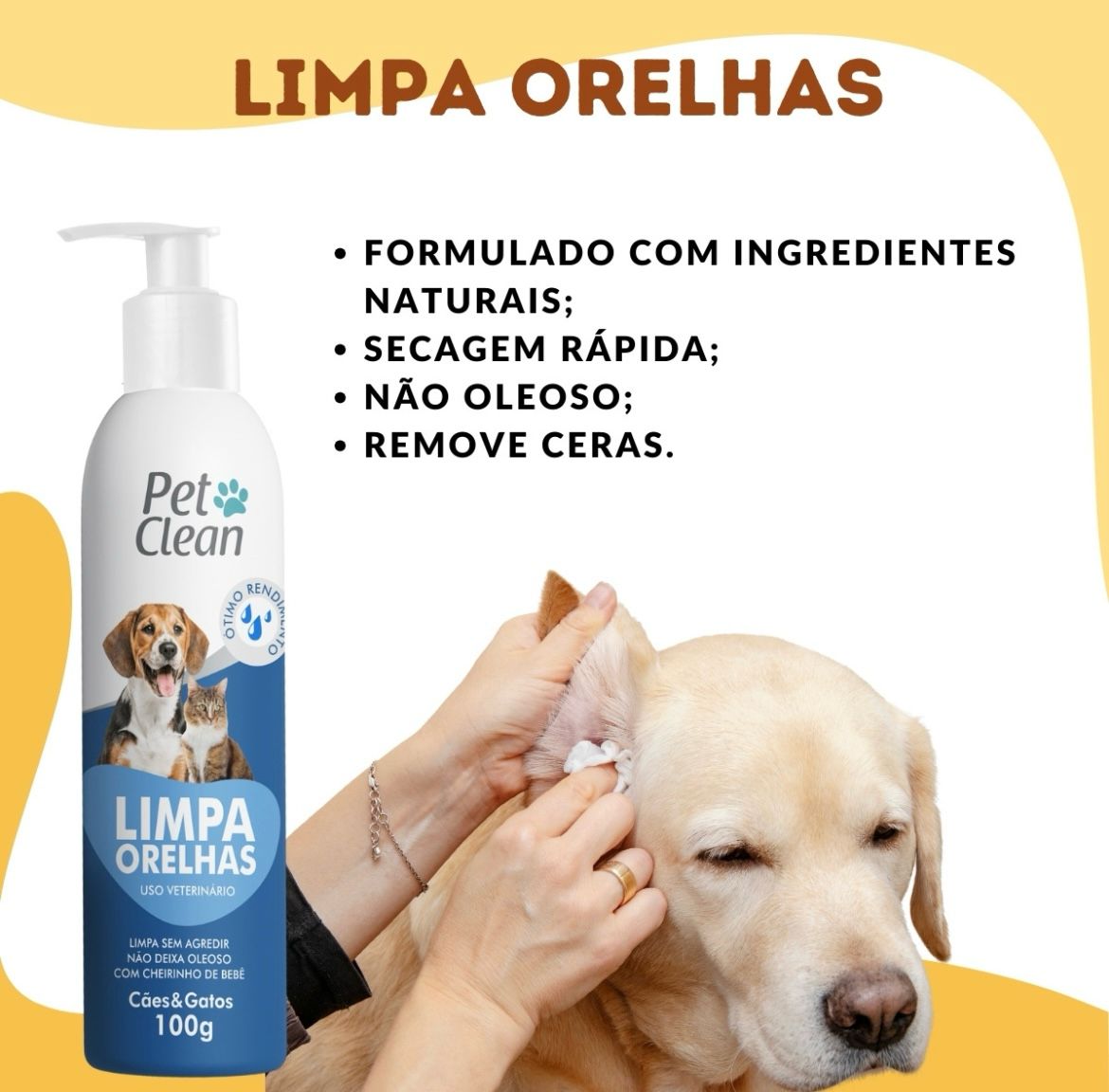 Kit Pet Clean shampoo banho á seco, limpa patas, orelhas e lagrimas e hidratante - O Chico Tem