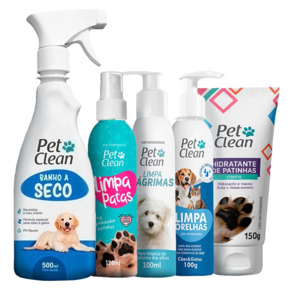 Kit Pet Clean shampoo banho á seco, limpa patas, orelhas e lagrimas e hidratante - O Chico Tem