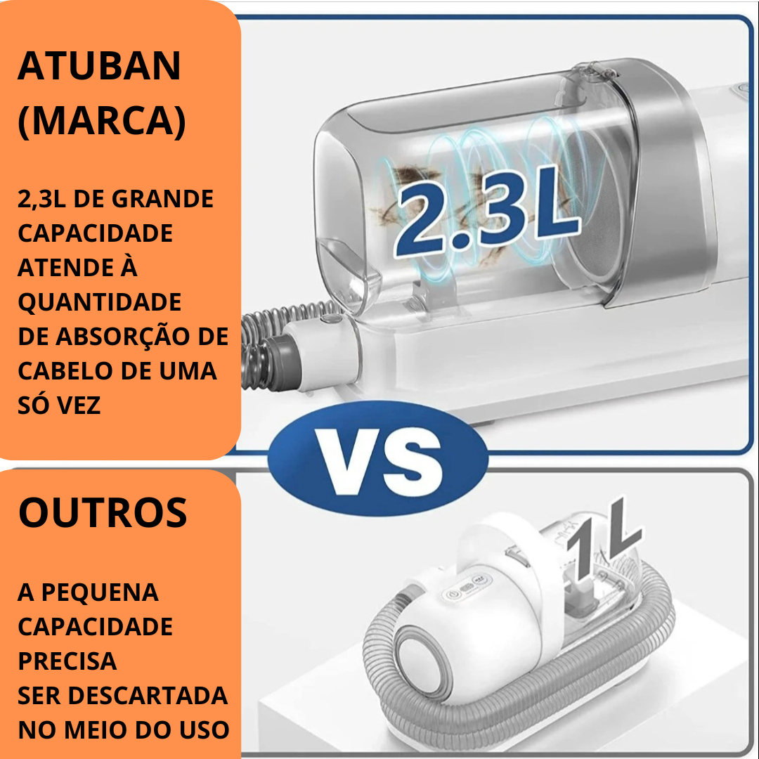 Kit de Aspiração e Escovação para Pets - Grande Capacidade 2.3L