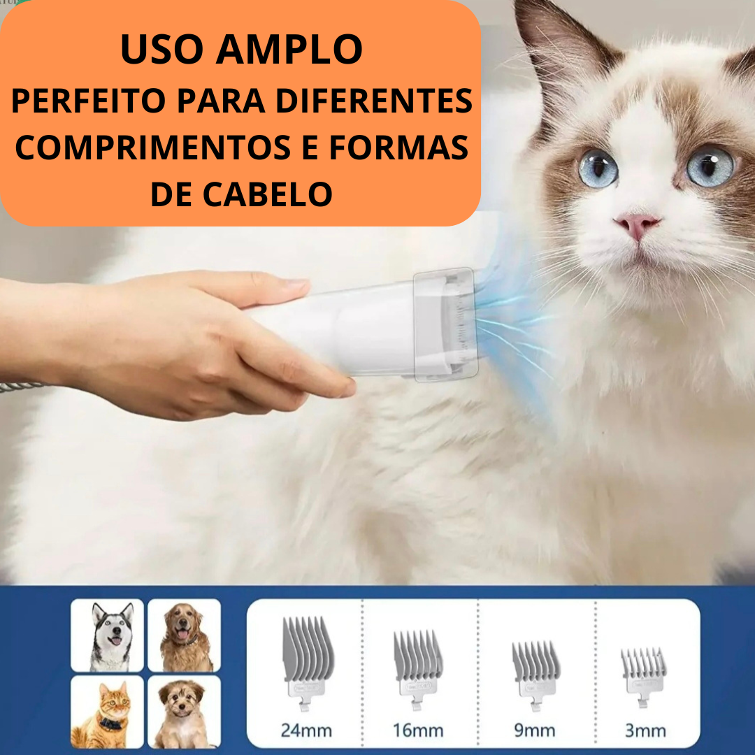 Kit de Aspiração e Escovação para Pets - Grande Capacidade 2.3L